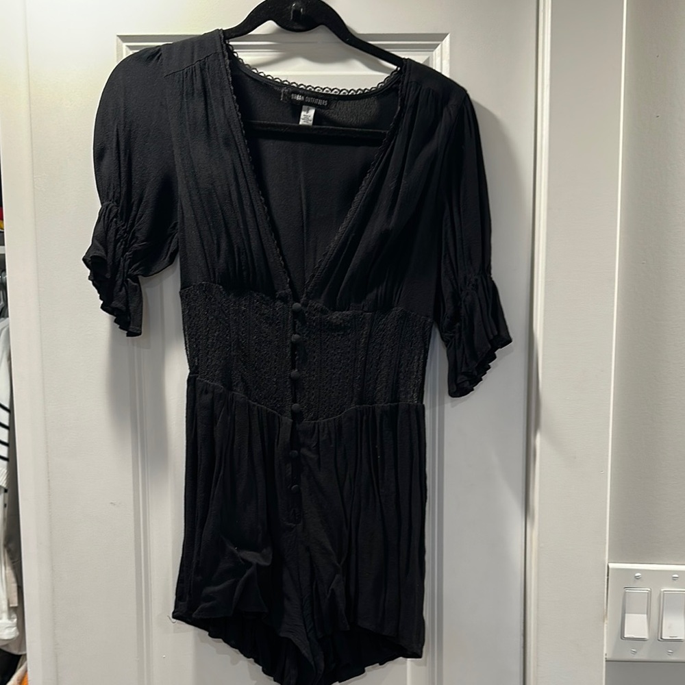 Urban Outfitters Black Button-Front Romper